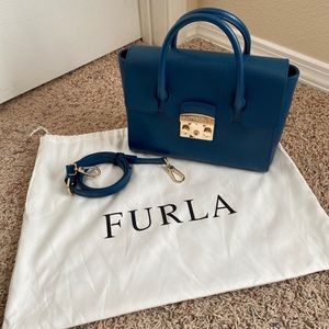 Furla Blue Genuine Leather Satchel